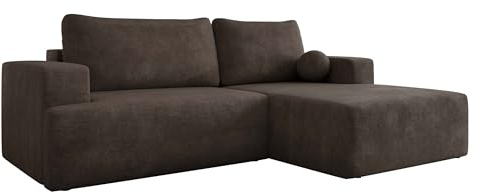 Mirjan24 Ecksofa Mivo mit Schlaffunktion & Bettkasten, L-Form Schlafsofa mit Langer Ottomane, geradem Armlehne, Wohnlandschaft für Wohnzimmer & Gästezimmer (Lumo 40, Seite: Rechts)