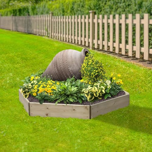 Greena Hexagonal Timber Raised Garden Planters For Outdoor Plants Vegetables Herbs Flowers Renewable Scandinavian Pine Pressure Treated For Long Product Life Made in the UK (60(L) cm x 15(H) cm)