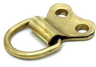 5 x D Rings Picture Frame Hanging Double Screw Hole EB Brass Plated Ring & Screws