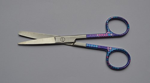 Krankenschwestern-Schere, stumpf/scharf, pulverbeschichteter Griff, getupft, Lila/Pink/Blau