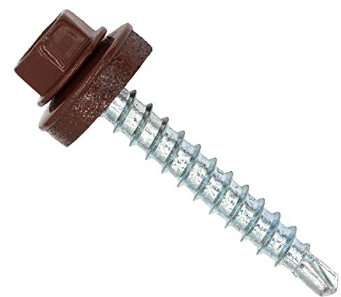Bohrschrauben/Blechschrauben RAL3009, Ø 4,8x60 mit 14mm Dichtscheibe, 100Stk