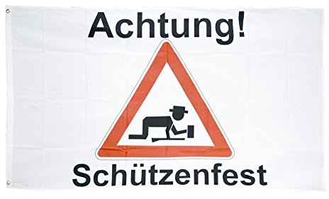 Flaggenfritze Fahne/Flagge Achtung Schützenfest + gratis Sticker