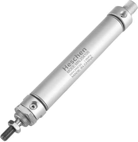Heschen Pneumatic Slim Air Cylinder MAL 25-100 PT1/8 Port 25mm Bore 100mm Stroke Double Acting (100mm Stroke)