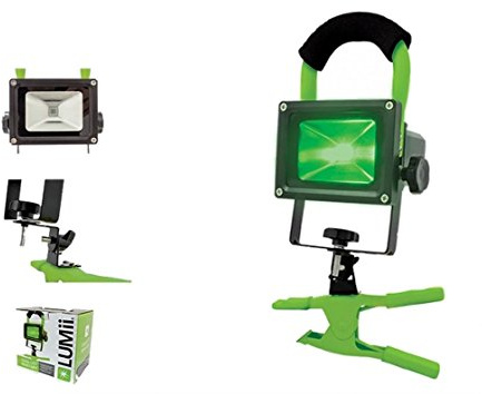 LUMII Green LED Work Light 10w Rechargeable ULTRA Bright Flood Light Hydroponics