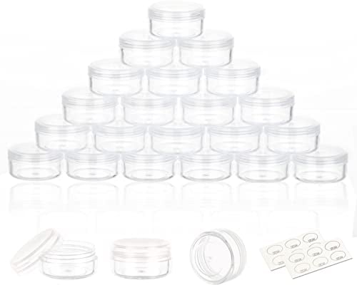 ZEJIA 3 Gram Cosmetic Containers 25pcs Sample Gram Plastic Containers Lotion Jars Makeup Sample Containers with Lids BPA Free (Clear)