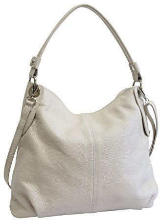 AMBRA Moda Damen echt Ledertasche Handtasche Schultertasche Beutel Shopper Umhängtasche GL012 (Beige Creme)