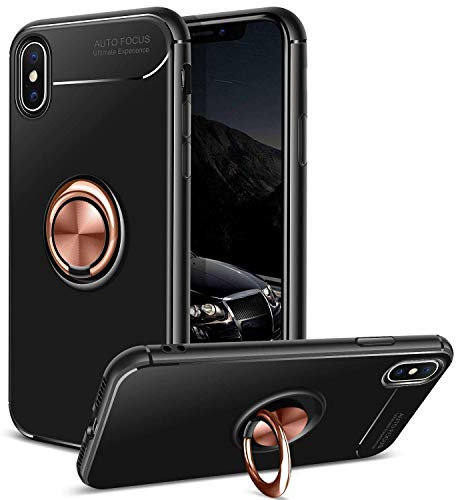 SORAKA Case for iPhone Xs Max with Ring Holder Soft TPU Slim Fit Case iPhone Xs Max Case with Metal Plate for Magnetic Car Phone Holder