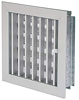 Rejilla de ventilación de 18 x 18 cm, de aluminio, ajustable con persiana para chimenea