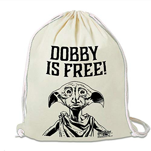 Logoshirt® Harry Potter I Dobby Is Free I Stoffbeutel I bedruckt I natur I AZO-free I stabiler Kordelzug I Lizenziertes Design