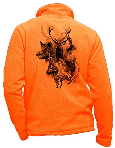 Polaire Chasse Orange personnalisé cerf - Habit de Chasse Taille L