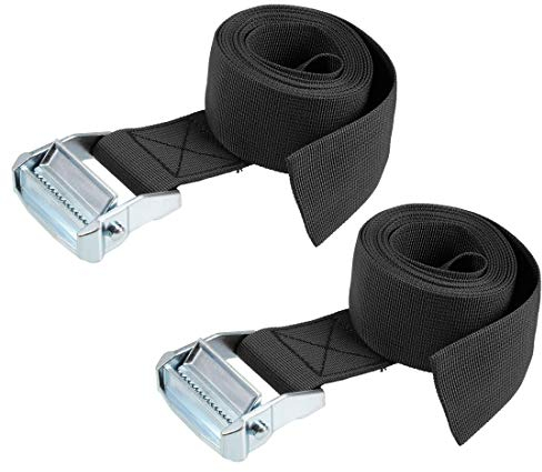 sourcing map 2Stk Spanngurte Spanngurt Zurrgurte Klemmschloss Zurrgurt 500Kg Polypropylen für Transport 2,5Mx50mm Schwarz