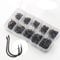 BiaoGan 500PCS Small Fishing Hooks, Assorted 10 Sizes(3#-12#) Fish Hooks Portable Plastic Box, Strong Sharp Fishhook with Barbs for Freshwater/Seawater