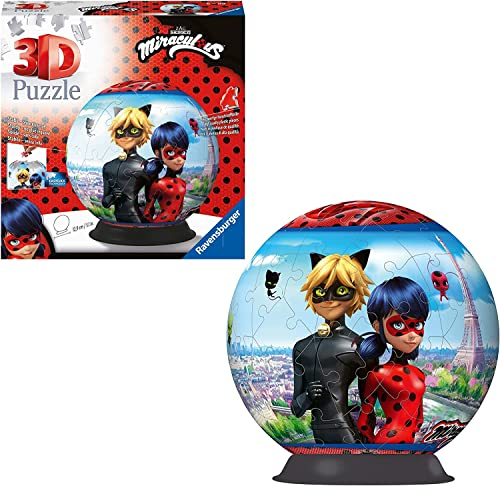 Ravensburger 3D Puzzle 11167 - Puzzle-Ball Miraculous - Puzzle-Ball für Fans von Ladybug und Cat Noir ab 6 Jahren - Geschenkidee für Kinder