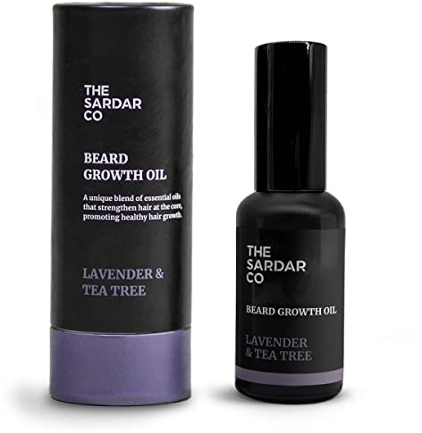 Bartwachstumsöl mit Koffein | Lavendel & Teebaum-Bartöl | Natürliches Bartöl für Männer mit Argan, Jojoba | Bartweichmacher & Bartfeuchtigkeitspflege | 30ml