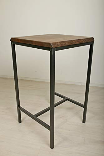 Original BestLoft® Bartisch Massive edle Eiche Industriedesign Loft Handmade (EIN Stehtisch: 66cmx66cm, Eiche geräuchert mit Baumkante)