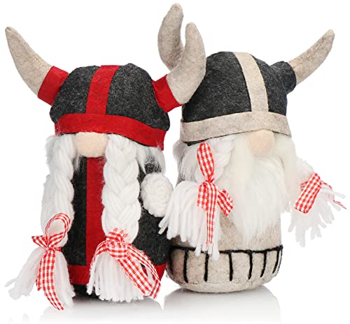 com-four® 2X Premium Weihnachts-Wichtelpaar Gr.M für die Weihnachtsdeko, Wikinger-Figuren als winterliche Dekoartikel, Niedlicher Kantenhocker, Raumschmuck oder Geschenk