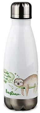 GRAZDesign Trinkflasche Kinder Faultier 350ml Kinderflasche mit Namen personalisiert | Ideale Thermosflasche für Kinder, Kleinkinder, Kindergarten & Schule | Isolierflasche Edelstahl