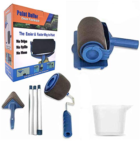 9PCS Paint Roller Kit, Professional Home Decorating Kit, Paint Rollers & Tray Set with Paint Brushes, Roller Sets for Painting Walls & Ceilings with Emulsion