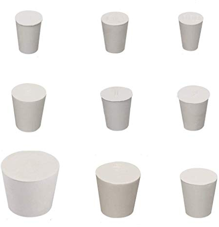 Heatigo Vollgummistopfen, 18 Stück, Weiß, Vollgummistopfen, Laborgummistopfen, Rohrtankflasche, Steckdichtstopfen, Kegellochstopfen, 9 verschiedene Größen 18