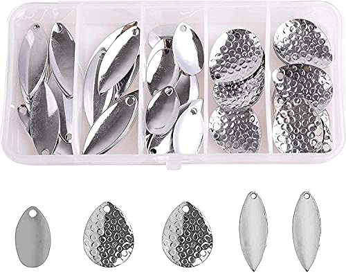 Shaddock Fishing 50stk Angellöffel Spinner-Easy Spin Spinner Gefaltete Gabelköpfe Angelspinnerlöffel für Köder Herstellung von Angelgeräten DIY Köder Angelzubehör Kit