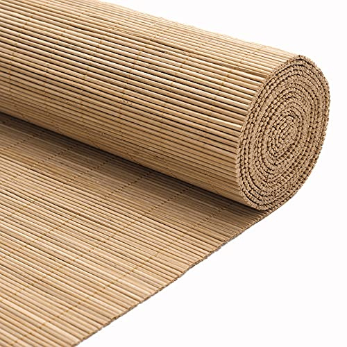 Geovne Bamboo Roller Blind, Sun Protection Roll Up Blind, 50-160cm Wide Shades, for Windows/Doors/Balconies, with Side Pull (130x160cm/51x63in)