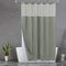 N&Y HOME Waffle Weave Shower Curtain Set with Button Down Lining and Hooks, Hotel Style Waterproof Washable Heavy Fabric Mesh Window Top 71 x 72 Inches Sage Green