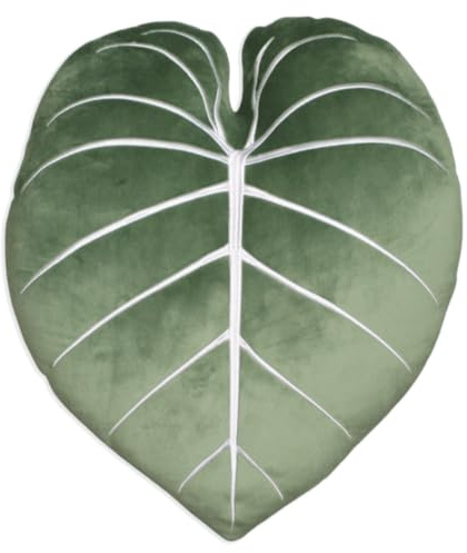 Philodendron Gloriosum Moody Green – Blatt-Überwurfkissen, dekorativ, Bett, Blume, dekorativ, niedliches Kissen, ideal für Pflanzenliebhaber, grüne Daumenfreunde und Familie, Akzent + Dekokissen