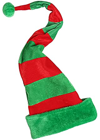 iNszkoos Unisex Weihnachten lang gestreifte Weihnachtsmann Mütze rot-weiß Elfenmütze für Kinder Erwachsene, Weihnachten Kopfschmuck Zubehör Requisiten Weihnachtsfeiertags-Themenparty