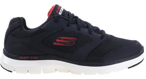 SKECHERS Flex Advantage 4.0 Men's Trainers, Black / red, 8.5 UK