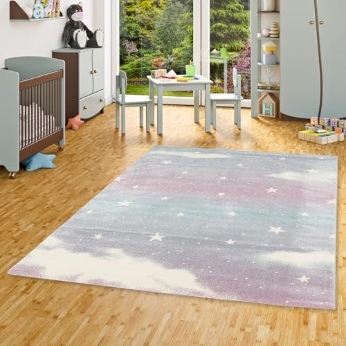 Pergamon Kinderzimmer Teppich Maui Kids in Pastell Farben Wolkenhimmel in 5 Größen