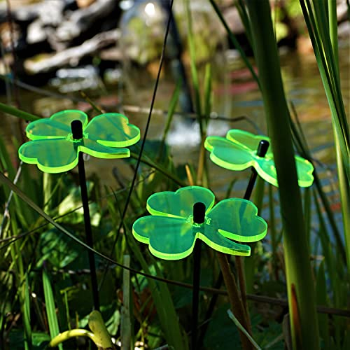 Sun Catcher Garden Decor Sonnenfänger Set 3 kleinen leuchtenden Kleeblättern. Besondere Garten Dekoration für Garten, Balkon oder Terrasse, Farbe:Fluorescent Green