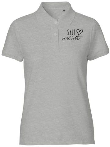Huuraa Damen Polo Shirt Sylt verliebt L Sport Grey Bio Baumwolle Fairtrade Poloshirt Geschenkidee