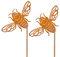 B2S BACK2SEASON Metall Stecker Biene Maja Edelrost Rostfigur Gartenstecker Dekoration H=33 cm 2er Set