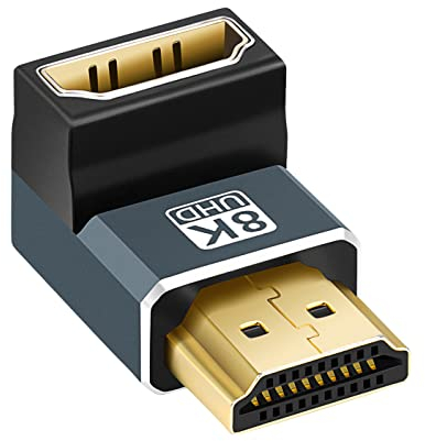Twozoh de Adaptador HDMI en ángulo 90 Grados, Conector HDMI Macho a Hembra Compatible con 8K@60Hz, 4K@120Hz 1080p