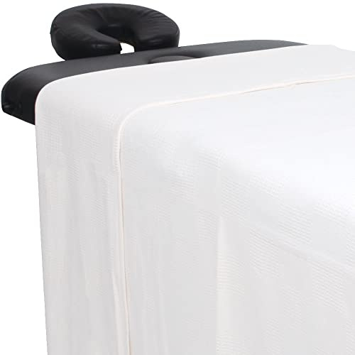 ForPro Premium Thermo-Massagedecke, kariert, 100% Baumwolle, für Massageliegen, Betten, Sofas, 167,6 x 228,6 cm, Weiß