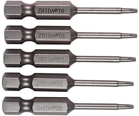 ZHIDA Torx TX6 Schraubendreher-Bit T6 Star Bit 2 Zoll lang (50 x T6 5 Stück)