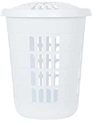 2 x Wham Casa Plastic Deluxe Round Laundry Hamper Ice White