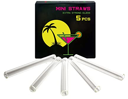 Escobar Accessoires 5 mini pailles en verre de 80 mm de long