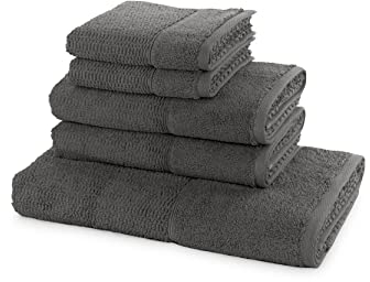 frottana Pearl Handtuch-Set, 2 Gästetücher 30 x 50 cm & Handtücher x 100 1 Duschtuch 67 x 140 aus 100% Baumwolle, Graphite, 2 * 30x50cm + 2 * 50x100cm + 1 * 67x140cm