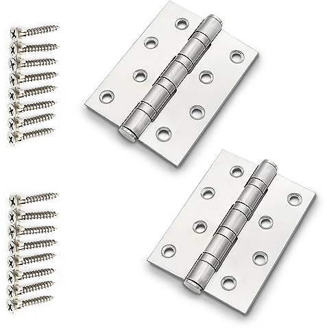 Edelstahl Scharniere für Tür, 2 Stück Türscharnier Klappbar, Scharniere Steckverbinder mit 16 Schraube, Türband Scharnier, Edelstahl Türscharnier Außen, 100mm, Scharniere für Holztür Türen (Silber)