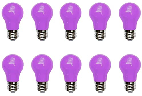 Aiwerttes 10er Pack 3W LED farbige Glühbirne E27 A50 Schraubkappe Lila Glühbirne für Hochzeit Halloween Weihnachtsfeier,Nicht dimmbar