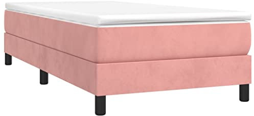 vidaXL Cadre de Lit, Lit Rembourré, Lit Simple avec Sommier à Lattes, Lit Adulte de Chambre à Coucher Intérieur, Moderne, Rose 90x190 cm Velours