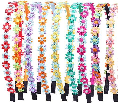 Haarbänder Mädchen Stirnbänder Blumen, Gänseblümchen-Blumen-Stirnband, Haarbänder für Mädchen, Buntes Gänseblümchen Stirnbänder, Süße und Niedliche Dekoration, Pailletten(9 Stück)
