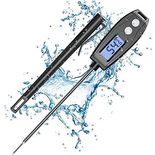 Glangeh Termometro da Cucina Digitale a Lettura Instantanea, IP66 Impermeabile Termometri per Alimenti con Sonda Lunga 13.2cm e Display LCD Controluce, Termometro per Carne, Barbeque, Frittura Olio