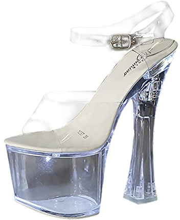 FGUUTYM 17 cm dünne Ferse Pole Dance Plattform Modell zeigen sexy transparente High Heels Bankett Frauen große Mode Sandalen Angebote Damen Schuhe