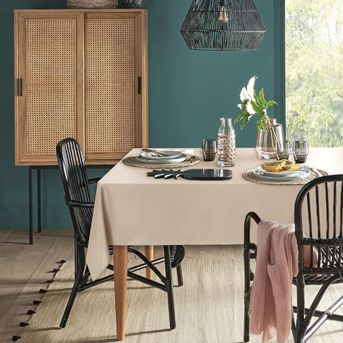 XWZO Table Cloth Rectangular Solid Table Cover Water Resistant Table Cloths Wipe Clean Tablecloth for Cafe, Restaurant, Buffet, Tabletop Party 140x200cm(55x78inches) Beige