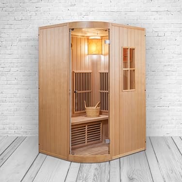 PureHaven Infrarotsauna 125x110x190 cm für 2 Personen kombiniert mit Saunaofen aus kanadischem Hemlockholz energiesparend Saunasteine