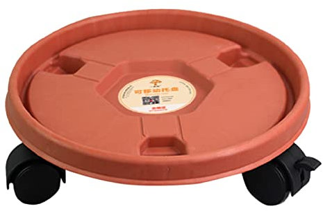 TEEKU Set di vasi per fiori con ruote, in plastica, per interni ed esterni, mobile per fioriere su rotelle, vassoio con rotelle, vaso per piante grasse, vaso lungo (rosso, taglia unica)