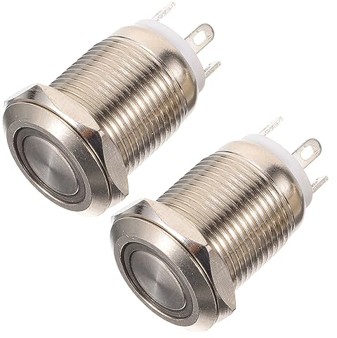 DOITOOL 2 Stück Verdrahteter Ring Türklingel Türklingel Zubehör Runder Klingelknopf Edelstahl Schalttafelmontage Druckknopf