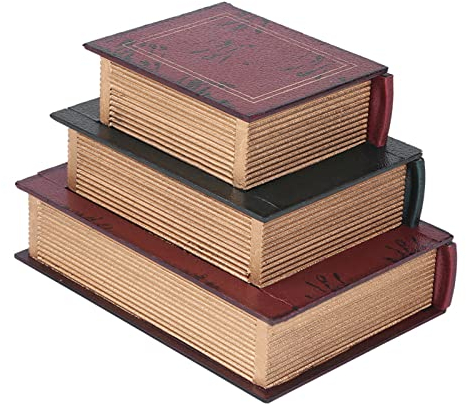 Gugxiom Boîte à Bijoux en Bois, Organisateur de Livres de Bijoux Vintage, Boîte de Rangement pour Faux Livres, étui à la Mode à 3 Couches, pour Colliers, Broches, Bracelets, Boucles